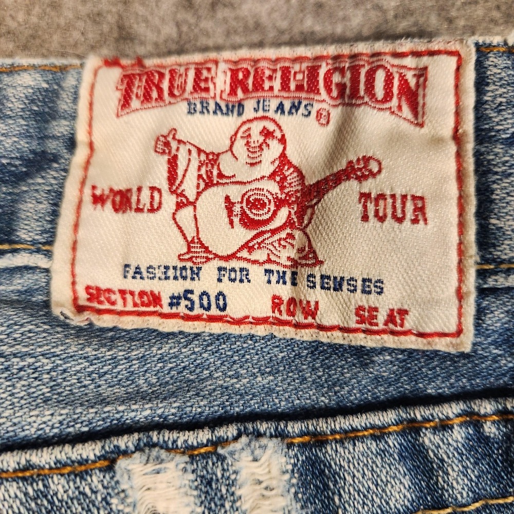 True Religion Jeans Womens 27 Blue Made in‎ USA Big Rig Distressed Y2K Vintage - Picture 9 of 12
